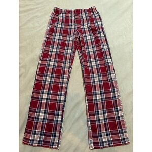 Old Navy Boys XL 14-16 Pajama Pants Burgundy Red Plaid Fleece Sleepwear PJs